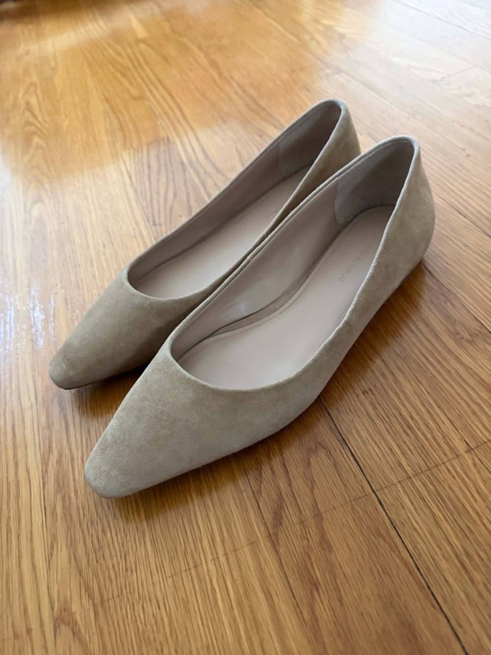 Banana Republic Women's Pointed-Toe Suede Flats in Light Beige